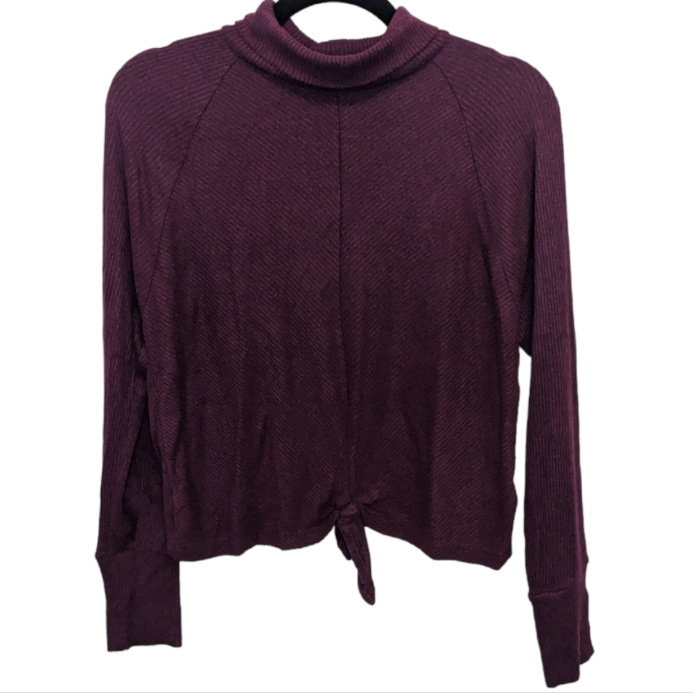 Express One Eleven Women's Purple Tie-Front Turtleneck Sweater - Size S 💜✨